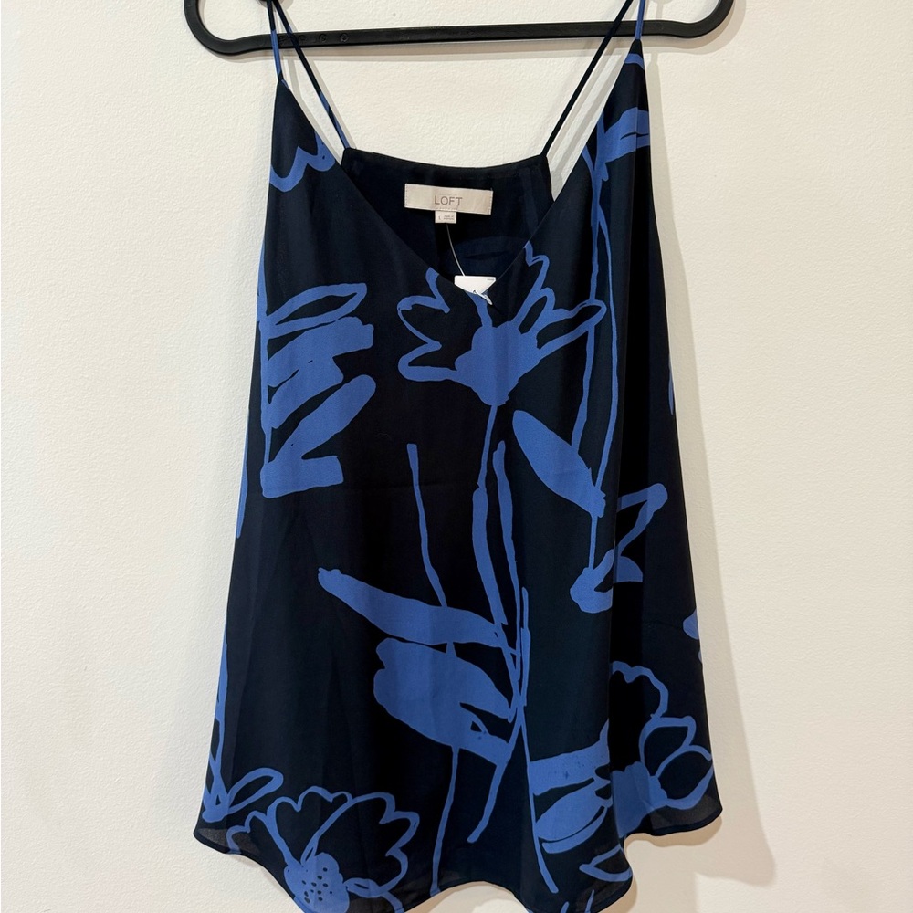 LOFT Women's Blue Floral Top